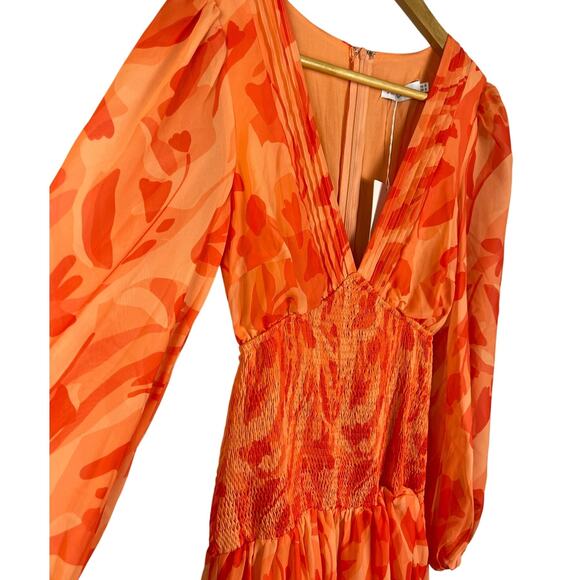 All About May Boutique Smocked Bodice V-Neck Sheet Sleeve Maxi Dress Size 2 - Picture 9 of 9